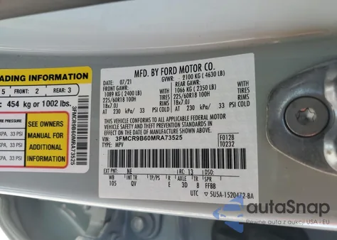 2021 Ford Bronco Sport Big Bend из США, поврежденный, VIN 3FMCR9B60MRA73525